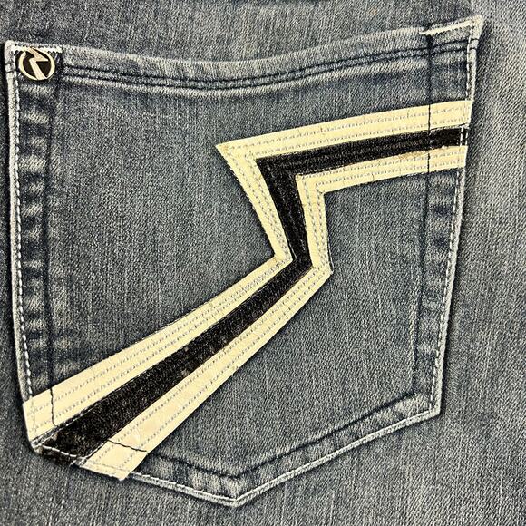 Rock & Republic Jeans Women Size 28 Blue Whiskered Stone Wash Y2K  Bootcut Denim - Picture 10 of 15